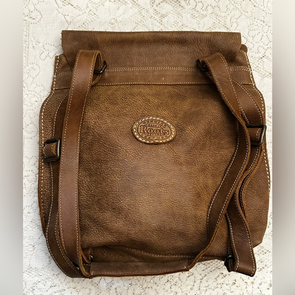 Roots Brown Leather Backpack - Picture 5 of 9